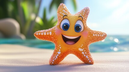 A Happy Starfish on a Tropical Beach Delightful Summer Vacation
