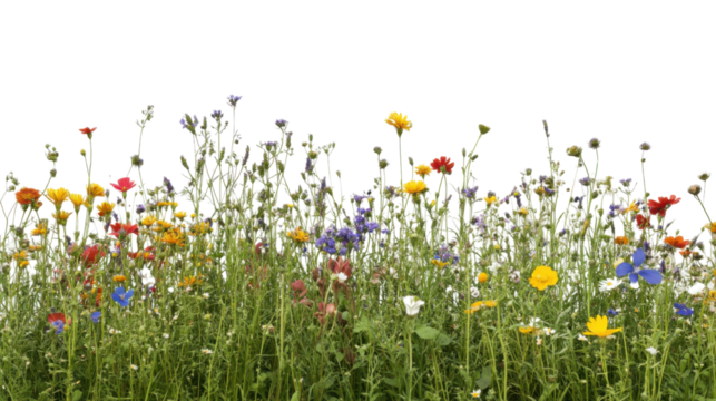 Spring flower meadow transparent background