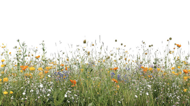 Spring flower meadow transparent background