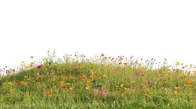 Spring flower meadow transparent background