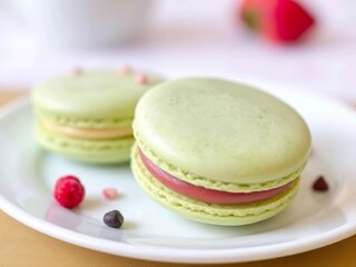 Macaron French food: Colorful almond cookies