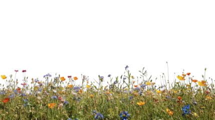 Spring flower meadow transparent background