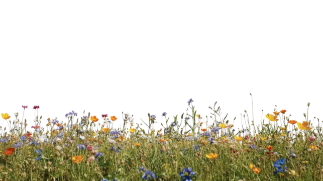 Spring flower meadow transparent background
