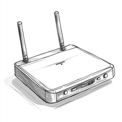 Fototapeta premium A Sketch Of A Wireless Internet Router Device