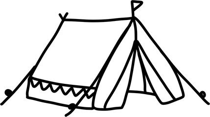 Minimalist tent line drawing illustration
