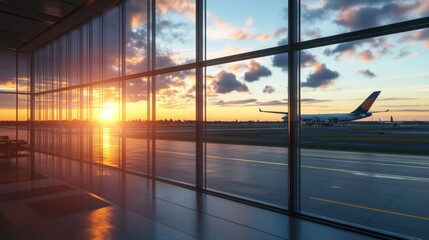 Airplane Boarding at Airport with Modern Architecture