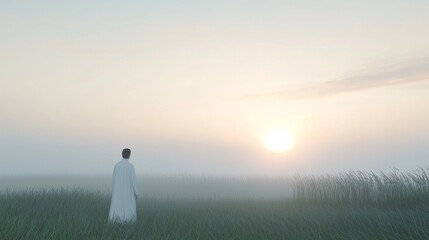 3D render of a scientist in a field using a device to measure environmental factors affecting transpiration.