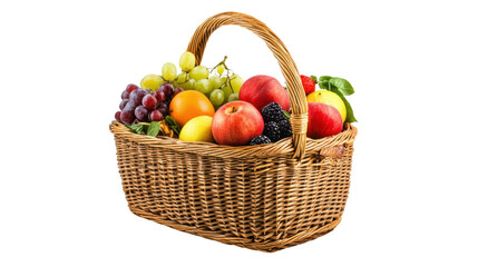 Picnic basket full of fruit transparent background