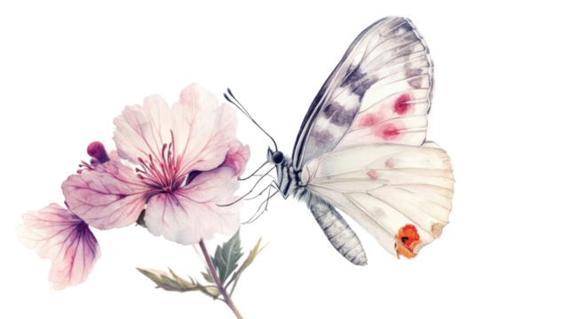 Butterfly on a flower transparent background