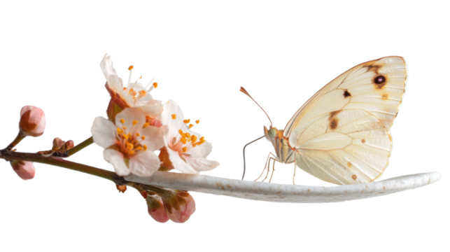 Butterfly on a flower transparent background