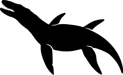 Liopleurodon silhouette design illustration by hand drawn.