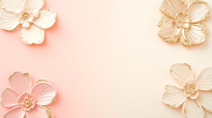 Obraz premium Elegant Pastel Flowers with Gold Accents on Pink Background