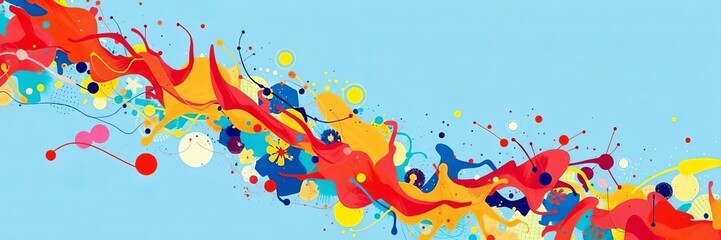 A vibrant and dynamic abstract background representing the essence of freedom and liberation, colors, movement