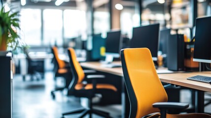 Fototapeta premium Empty office open space interior. Business conference company background