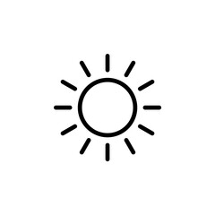 Sun line icon. Simple outline style. Shine, warm, web, pictogram, sunlight, heat, symbol, weather concept. Vector illustration isolated. SVG
