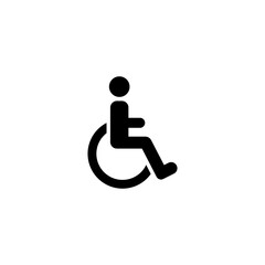 Disable, handicap glyph icon. Simple solid style. Symbol, chair, parking, wheel, access, person, pictogram, reserved, transport concept. Vector illustration isolated. SVG