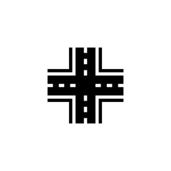 Interaction glyph icon. Simple solid style. Four, street, traffic, way concept. Sign and symbol for web site design, logo, app, UI. Vector illustration isolated. SVG