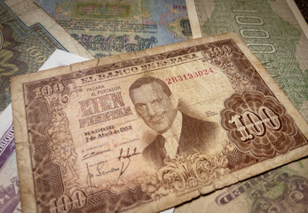 Fototapeta premium Spanish pesetas banknotes