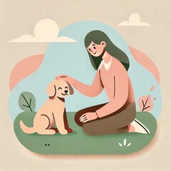 Obraz premium girl and dog
