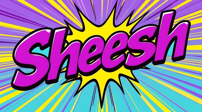 Sheesh Comic Book Style Word Art Vibrant Colors Background