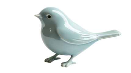 Ceramic bird figurine transparent background