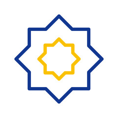Rub El Hizb, eight pointed star, Islamic geometric pattern. Concept of Islamic art and design.