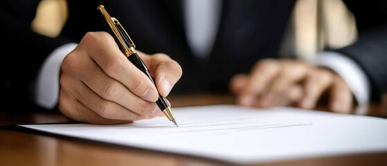 Significant moment when a business deal is sealed with the signing of a contract