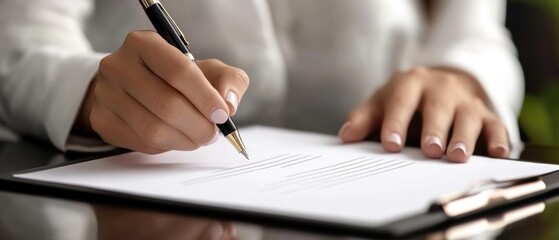 Significant moment when a business deal is sealed with the signing of a contract