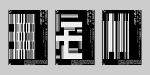 Minimal brutalism Poster Set, Cover Collection Template. Print Template for Flyer and Brochure. Streetwear Brutalism Poster Bundle. Event Template Vector.