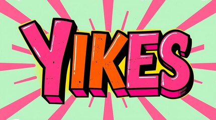 YIKES Pop Art Style Text Graphic Design Bright Pink Orange Colors