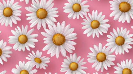 Obraz premium Charming Daisy Delight: A Pink Floral Pattern