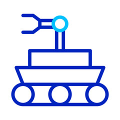 Robotic arm rover vehicle icon. Concept of automation, technology, and innovation.
