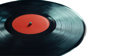 Vintage vinyl record spinning on turntable. transparent background