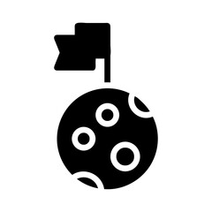 Moon with flag. Concept of space exploration, achievement, and discovery.