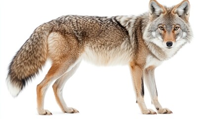Fototapeta premium A side view of a coyote showcasing its fur and posture.