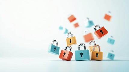 Obraz premium Password manager interface featuring sleek floating lock icons, modern design, user-friendly layout, vibrant colors, enhanced security focus