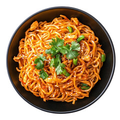 Delicious Spicy Noodles Asian Cuisine Chicken Sesame Cilantro Food Photography