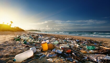 海岸に打ち上げられたゴミ（Garbage washed up on the shore）
