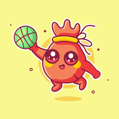 Naklejka premium cutie money bag character mascot playing basketball isolated cartoon