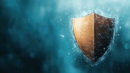 Futuristic virtual security system, holographic shield, interconnected data nodes, immersive digital environment, advanced technology display