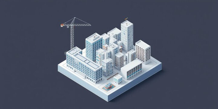 Abstract architectural composition of a building exploded in axonometric view, geometry, contemporary