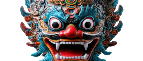 Vibrant traditional masked figure design. transparent background