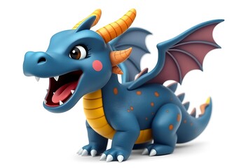Naklejka premium Adorable Cartoon Dragon Posing Against a White Background. Generative AI