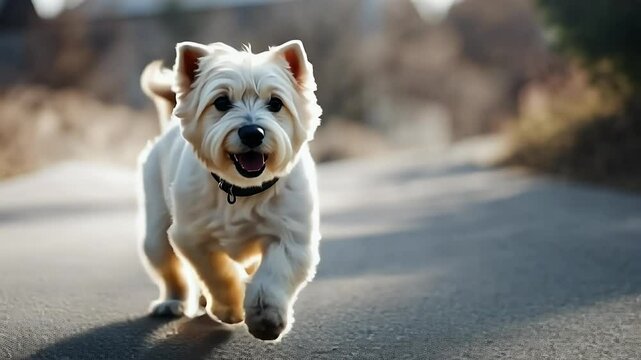 portrait West Highland Terrier video running joy captured clean white background radiating energy happiness purest form