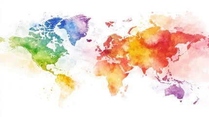 Colorful World Map with Artistic Flair and Bright Lighting
