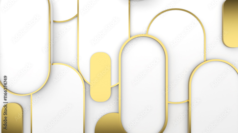 Poster abstract geometric background elegant white and gold curved square use in graphics or background ima