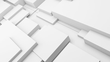 abstract geometric background shapes white square in relief, both high and low used to add different messages to visuals or backdrop images.,3d rendering