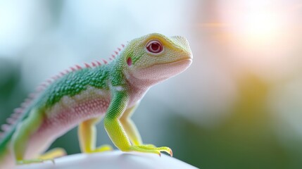 Obraz premium A vibrant lizard perched, showcasing its colorful scales.