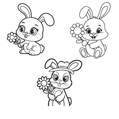  Cute Rabbit Vector Illustration