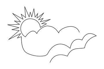 Sunset single-line art elegantly captures the peaceful beauty of a setting sun with a seamless flow of continuous lines.